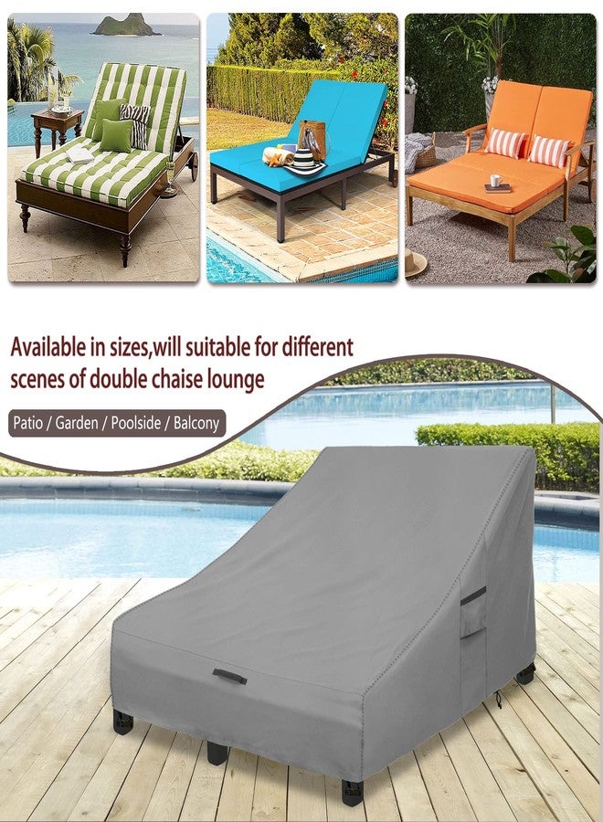 Okcool 100% Waterproof Patio Double Wide Chaise Lounge Chair Cover, 600D Tough Canvas 80 Inch Outdoor Chaise Lounge Covers - Image 3